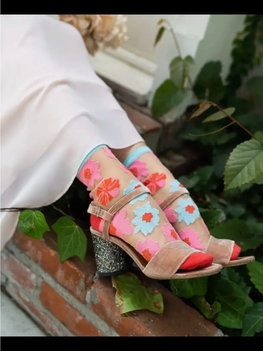 Sock Candy Ribbon Roses Sheer Ankle Sock. Price Firm.